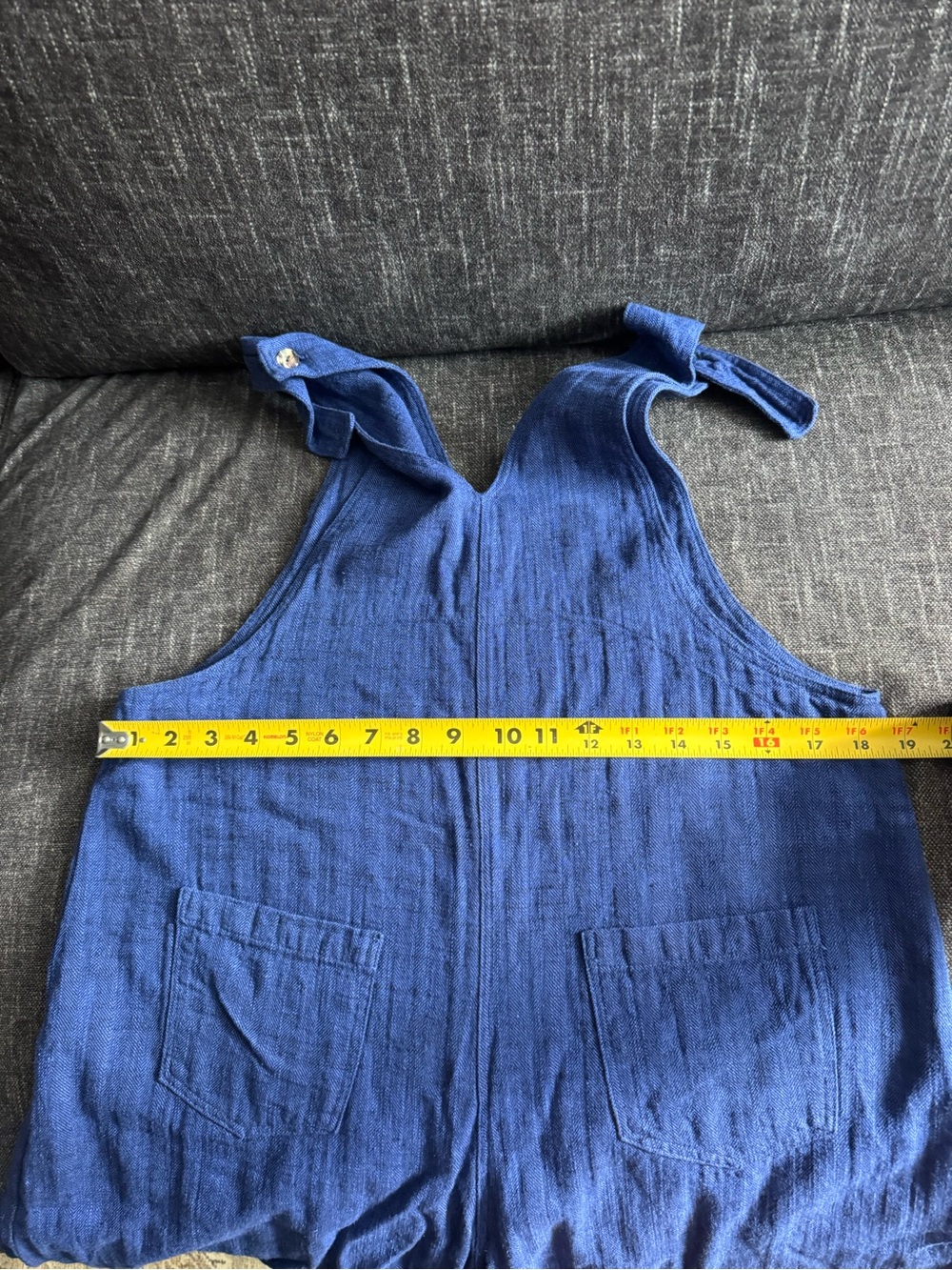 Kleen | xs oversized jumper v neck wide legged adjustable straps EUC blue linen - Picture 11 of 13